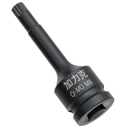 Image of FOCMKEAS 1/2-Inch Drive x M8(8mm) Impact XZN Triple Square Spline Bit Socket, Metric Lengthen Screwdriver Socket Adapter, 3-Inch Length, CR-MO Steel, One-Piece Construction, Black