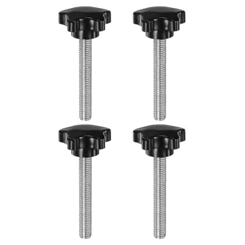Image of sourcing map 4pcs Star Clamping Knobs M10 x 70mm Metric Male Thread 39mm Large Plastic 5-Star Head Hand Tightening Thumb Screw Jig Knob Handle, Black