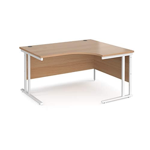 Image of Mr Office Maestro 25 right hand ergonomic desk - white cantilever leg, Beech, 1400