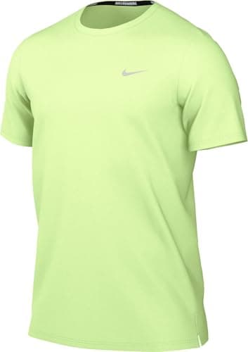 Image of Nike Miler Dri-Fit Uv Short Sleeve Running Top for Men, Barely Volt/Reflective Silv, DV9315-701, M