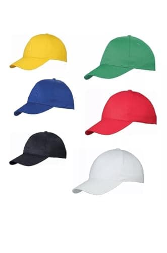 Image of Six Adult Thinking Hats Baseball Caps Set, Learning Tool, 6 Colours - Yellow, Green, Blue, Red, Black, White