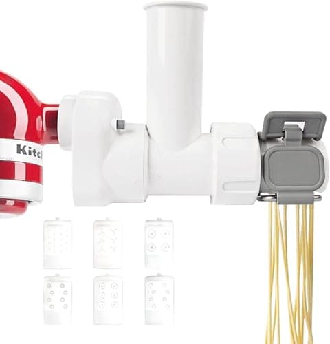 Image of Pasta Maker Attachment for KitchenAid Stand Mixers with 6 Different Shapes of Pasta Outlet, Durable Pasta Press Attachments