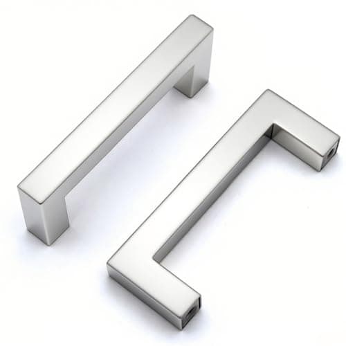 Image of Drenky Cupboard Handles, 2 Pack Brushed Stainless Steel Kitchen Door Handles 64mm Hole Centre Distance Furniture Pulls with Screws for Drawer Wardrobe and Cabinet