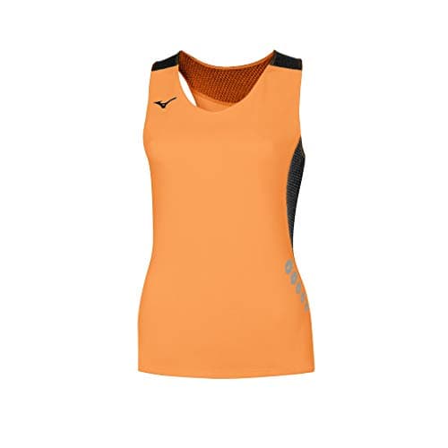 Image of Mizuno Premium JPN Singlet W Women's Tank Top, Womens, Sleeveless Shirt, U2EA720156, Orange Clownfish/Black, M
