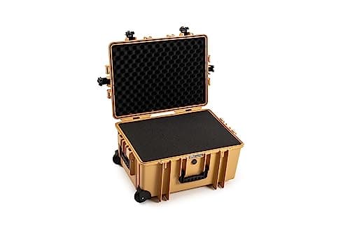 Image of B&W Outdoor Transport Case Type 6800 Desert Tan with Cube Foam, Trolley Suitcase, Ideal on Tour - Waterproof according to IP67 Certification, Dustproof, Shatterproof and Indestructible, Desert Tan,