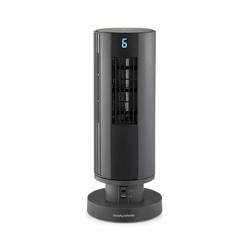 Image of Morphy Richards Air Flex 14" Tower Fan with Built-In Device Charger, Compact Design, Powerful DC Motor, Touch Panel Control, 90° Oscillation, 7 Hour Timer, 6 Speed Settings, Grey, 820251