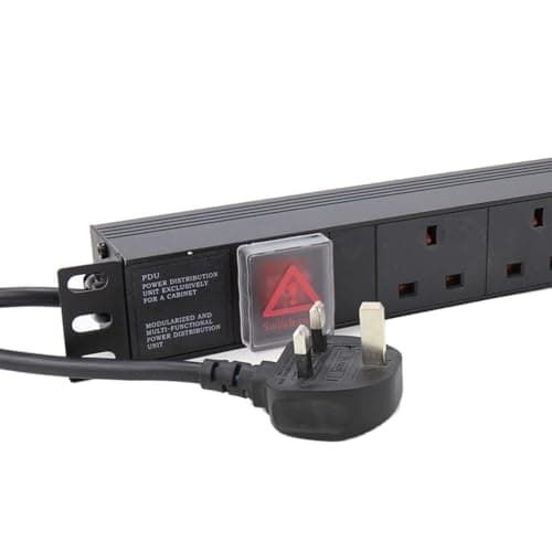 Image of kenable PDU 6 Way UK Power Distribution Unit 19 inch Rack Mount 1U Horizontal Switched 13A with 1.8m Cable