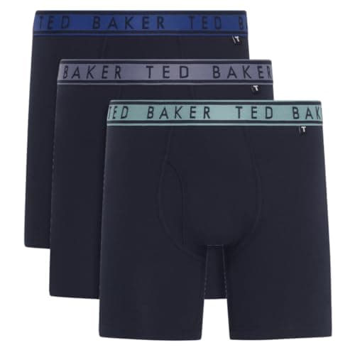 Image of Ted Baker 3 Pack Boxer Briefs - Navy Sodalite Blue/Navy Folkstone/Navy Oil Blue (UK, Alpha, L, Regular, Regular, Navy Sodalite Blue/Navy Folkstone/Navy Oil Blue)