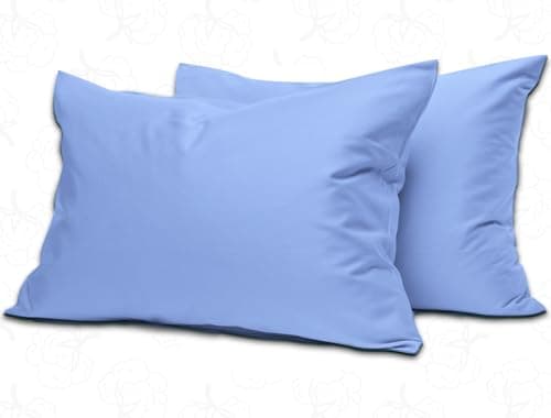 Image of MistyMorning Pillow Cases 2 Pack Soft & Premium Quality Bedding & Linen, Egyptian Cotton 200 Thread Count, Breathable & Envelope Closure in Standard Size (50x75+15 cm) (Sky Blue, Pack of 2)