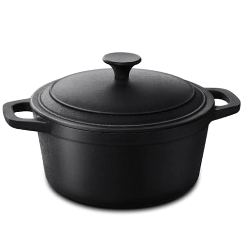 Image of Warmiehomy Cast Iron Dutch Oven,6L Heavy Duty Dutch Oven Pot with Lid,Non-Stick Cast Iron Pot with Two Handles for Indoor Outdoor,26cm