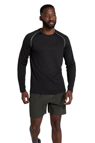Image of Mountain Warehouse Endurance Mens Top – Long Sleeves, Quick Dry T-Shirt, Highly Breathable Tee, UPF50 Protection Tee Shirt – Spring Summer, Travelling, Walking Jet Black M