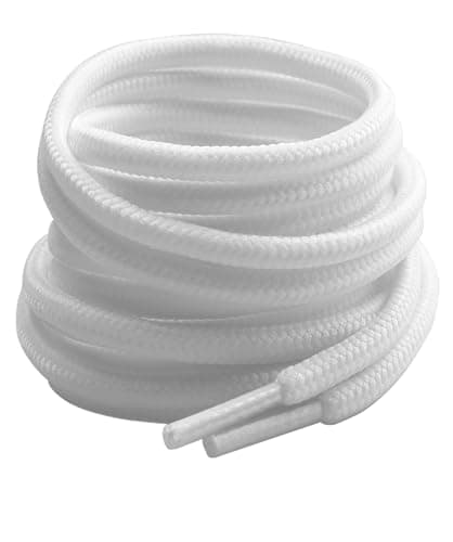 Image of Gendewiner 1 Pair White 130 cm Long Round Boots Shoelace Hiking Boots Shoe Laces Replacements for School Football Trainer Laces