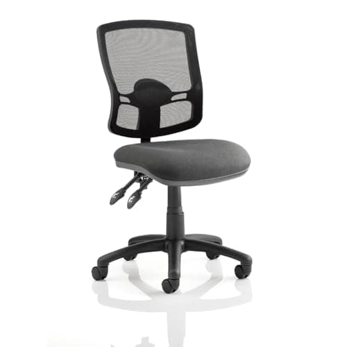 Image of Opo Eclipse Plus Ii Deluxe Mesh Back Operator Chair | Enhanced Deeper Seat with Extra Large Mesh Backrest and Optional Armrests | Two Levers Mechanism None Charcoal Fabric No Draughtsman Kit
