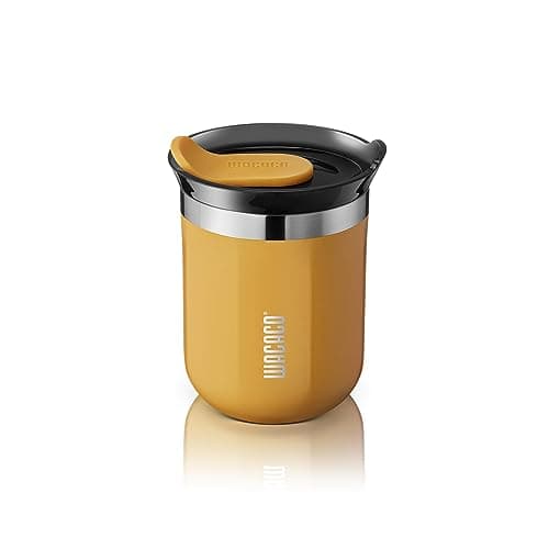 Image of WACACO Octaroma Classico Vacuum Insulated Coffee Mug, Double-Wall Stainless Steel Travel Tumbler with Drinking Lid, 6 fl oz (180ml), Yellow