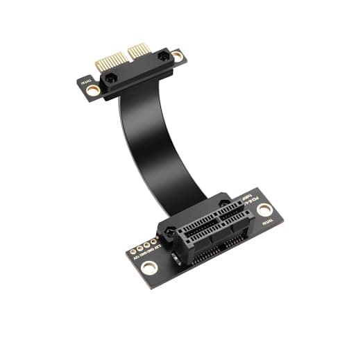 Image of SinLoon PCIe 4.0 X1 Extension Cable 90 Degree Right Angle PCI-E 1X Male to Female Riser Cable for WiFi Card, Network Adapter, Mini ITX Build (5CM)
