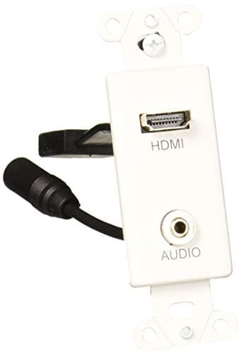 Image of C2G HDMI Wall Plate, HDMI Pigtail, Single Gang Wall Plate, 3.5mm, White, Cables to Go 39872