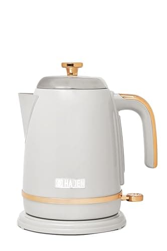 Image of Haden Salcombe Grey Kettle - 1.7L Capacity, Rapid Boil, Auto Shut-off, Cordless Stainless Steel Electric Kettle - BPA Free, Easy Pour Spout - Stylish Kitchen Appliance