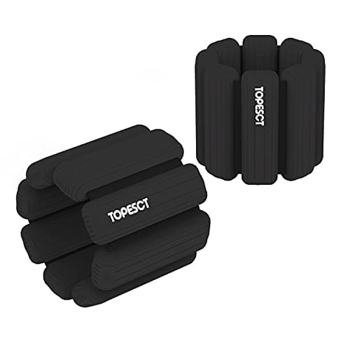 Image of TOPESCT Adjustable Wrist Weights - Set of 2 (1lb Each) | Wearable Wrist & Ankle Weights Bracelet for Yoga, Dance, Barre, Pilates, Cardio, Aerobics, Walking (1lb/each, Black)