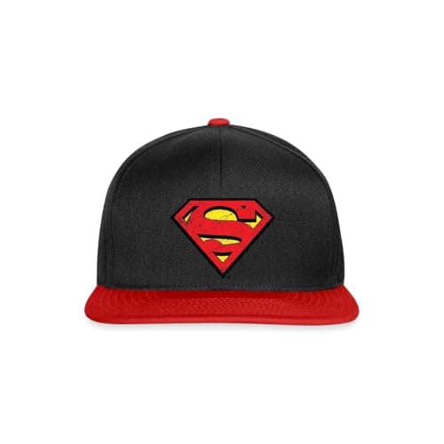 Image of Spreadshirt Superman S-Shield Logo Vintage Snapback Cap, One Size, Black/red