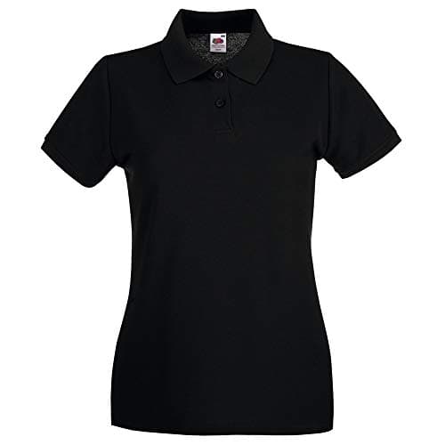 Image of Fruit of the Loom Women's Polo Shirt Short-Sleeve, Womens Men, Black, Medium