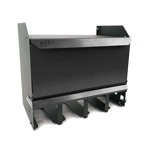 Image of MegaMaxx UK Lockable Power Tool Storage Unit – Fully Black Wall Mounted Drill Holder with Magnetic Door – Heavy-Duty Steel Organiser for Garage, Van & Workshop – UK Made