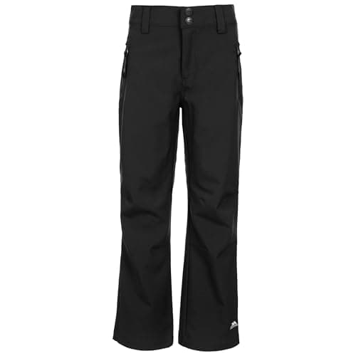 Image of Trespass Kids Walking Trousers Softshell Pants Lightweight Windproof Aspiration Black