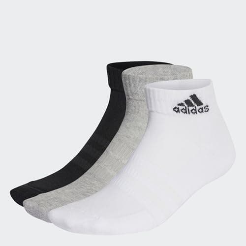 Image of adidas Unisex Cushioned Sportswear Ankle Socks 3 Pairs, Medium Grey Heather/White/Black, 10.5-12.5
