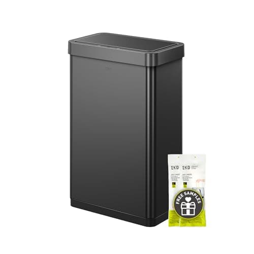 Image of EKO Mirage X 80 Litre Automatic Kitchen Trash Can with Motion Sensor, Touchless, Stainless Steel, Matte Black