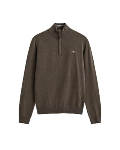 Image of GANT Mens Superfine Lambswool Half Zip Cardigan - 290 Seawood Melange