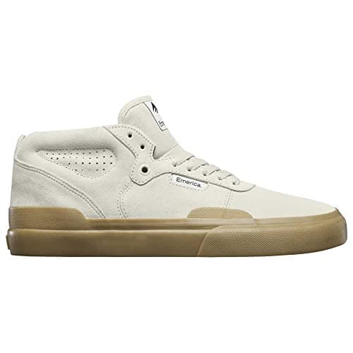 Image of Emerica Men's Pillar Mid Top Vulc Skate Shoe, White/Gum, 9 UK