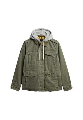 Image of Superdry Men's Rookie Field Jacket with Hood, Pale Olive Green, S
