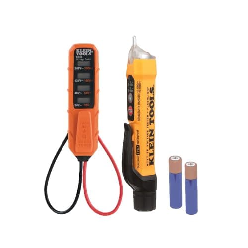 Image of Klein Tools NCVT3PKIT Electrical Test Kit, Dual-Range Non-Contact Voltage Tester with Flashlight, AC/DC Voltage Tester