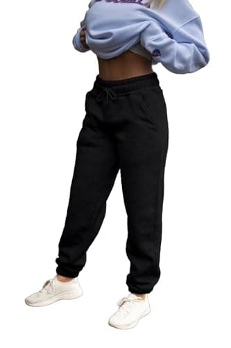 Image of Vibes Womens Casual Fleece Jogging Joggers Tracksuit Bottoms Ladies Jog Pants Sport Gym Drawstring Loungwear (UK, Alpha, L, Regular, Regular, Black)