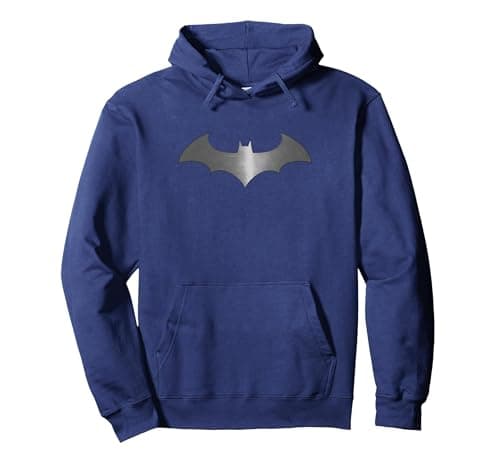 Image of DC Batman Logo Modern Pullover Hoodie, Adult Unisex, Navy Blue, Large