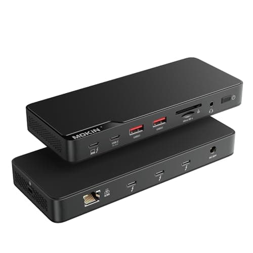 Image of MOKiN Thunderbolt 4 Dock, 12-in-1, Single 8K or Dual 4K @ 60Hz Display, 85W Charging, 3 x 40G Thunderbolt 4, 2 x 10G USB-A, 1 x USB-C (PD 30W), 2.5GbE, Audio, SD/TF 4.0, Compatible for Mac and Windows