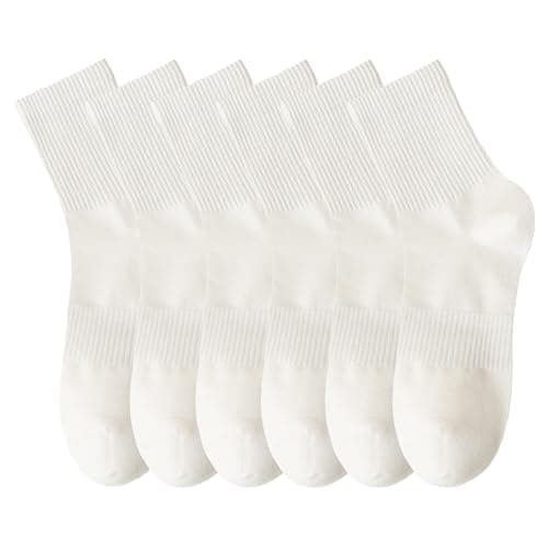 Image of MAGIARTE Mens Mini Crew Above Ankle Pure Cotton Athletic Casual Multicolor Running Cycling Multi Sports Socks for men 6 Pack(Color 01 White,L)-UK