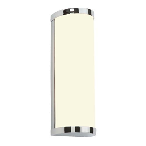 Image of ICE Modern Curved Chrome Plated and Diffused Glass Shade Dimmable Bathroom Wall Light IP44 Rated