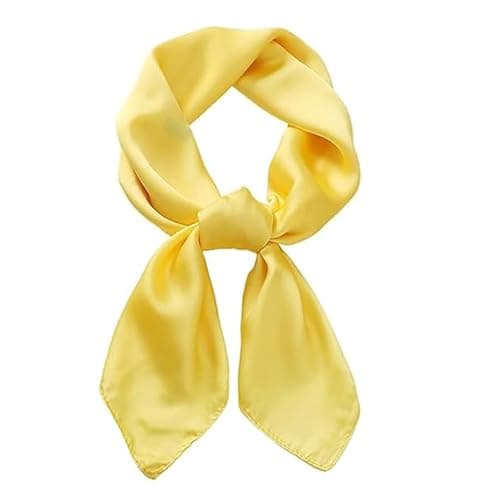 Image of 1 PCS Yellow Scarf, Neckerchief for Women, Yellow Bandana, 50s Retro lightweight Bandana, Square Satin SilkScarf, Fashionable Satin Scarf, Suitable for daily wear and commuting for Women Girls