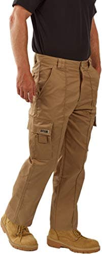 Image of SITE KING Mens Cargo Combat Work Trousers Sizes 28 to 56 with Button & Zip Fly (34 Waist / 31) Khaki