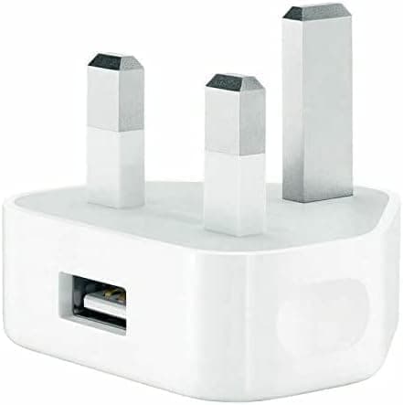 Image of White Usb Plug For Iphone Uk 3 Pin Adapter Wall Plug- Charger Phone Mains Chargers Compatible With Other Mobiles/Iphone/Samsung/Ipads