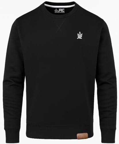 Image of JRC Mens Fleece Crewneck Sweatshirts & Pullovers, Round Neck Long Sleeve Jumper, Sweater for Sports & Workwear (Black, L)