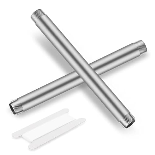 Image of Home TZH 1/4"x6" 304 Stainless Steel Pipe, 1/4" NPT x 1/4" NPT Male Threaded Nipple, SCH40 Heavy Duty Pre-Cut Steel Pipe for Plumbing Gas, Hydraulic, and Industrial Applications(6", 2 Piece)