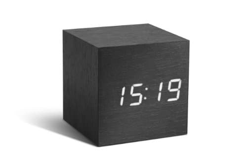 Image of Gingko GK08W10 Cube Black Click Clock with White LED