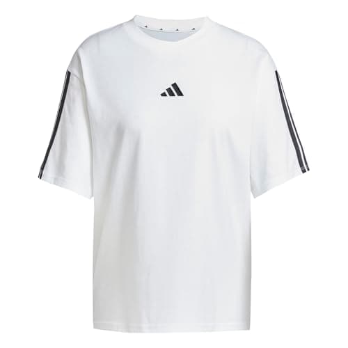 Image of adidas Women's Essentials 3-Stripes Boyfriend T-Shirt, White/Black, L
