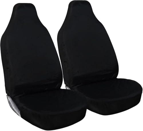 Image of Shield Autocare Car Seat Covers Front Pair - Heavy Duty Waterproof Universal Seat Protectors, Rubber Backed with Armrest Openings, Easy Fit Set of 2 for Cars & Vans (Black)