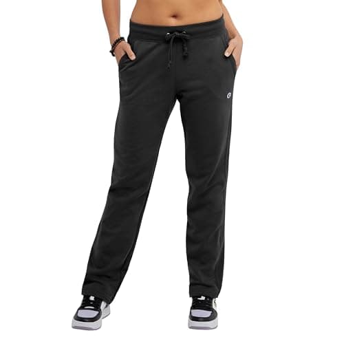 Image of Champion Women's, Powerblend, Fleece, Comfortable Lounge Pants, 31" Sweatpants, Black, S