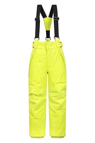 Image of Mountain Warehouse Falcon Extreme Kids Ski Pants – Taped Seams, Waterproof Childrens Trousers, Snow Gaiters, Security Pockets – Ideal for Sports, Snowboarding Lime Teen Size 13 Years