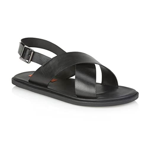 Image of Silver Street London Men's Croydon Leather Casual Sandal with Buckle, Black, 9