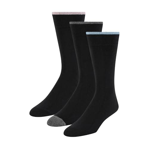 Image of Ted Baker Men's 3 Pack Pattern Crew Dress Socks, Black Solid, One Size