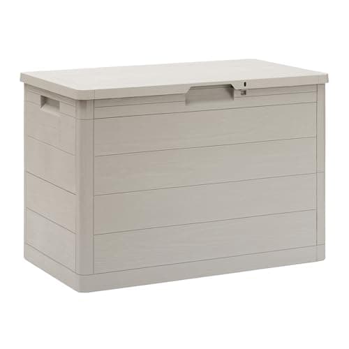 Image of Toomax Woodys Multibox 160L Warm Grey Garden Furniture Storage Box Deck Box Outdoor Cushion Box Weather Resistant Garden Box 160 Litre, H 52.5cm X W 77.7 X D 44.4cm